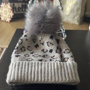 Leopard Print Pom-Pom Beanie
